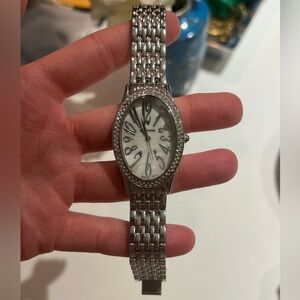 Silver Watch with Crystal Accents like Cartier style